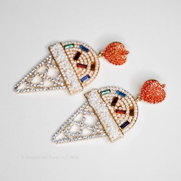 Vanilla Sprinkles Ice Cream Cone Earrings Bead 011 - Picture 2 of 8